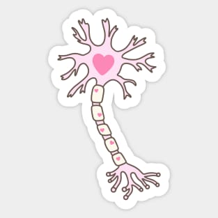 Neuron Heart Pink Brown Sticker
